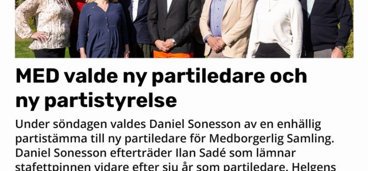 Daniel Sonesson ny partiledare i Medborgerlig Samling